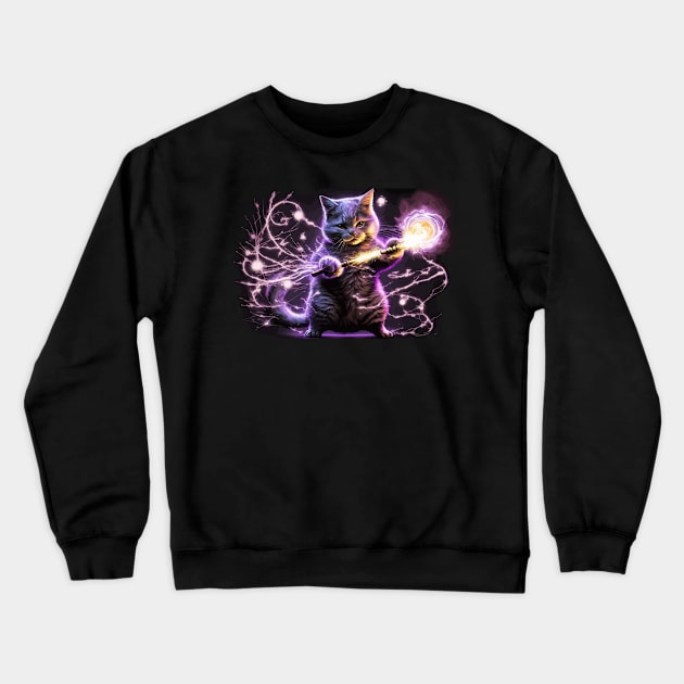 Cat Wizard Crewneck Sweatshirt by Spaksu